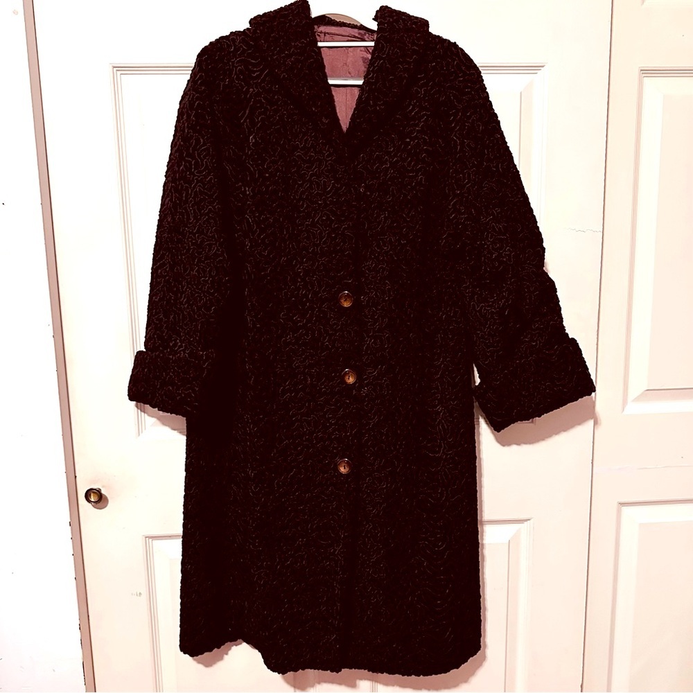 Vintage | Coat | Real Persian Lamb Fur Coat in Black
